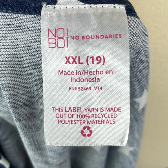 NWT No Boundaries Navy Blue Smocked Tank/Cami w/White Stars - Size XXL (19) Jr. - Picture 10 of 14